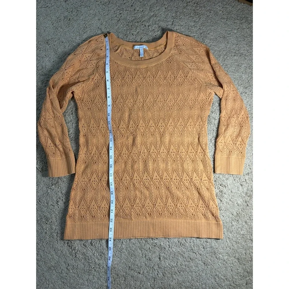 O'Neill Pointelle Knit Sweater Women‎ Medium Orange Scoop Neckline Beach